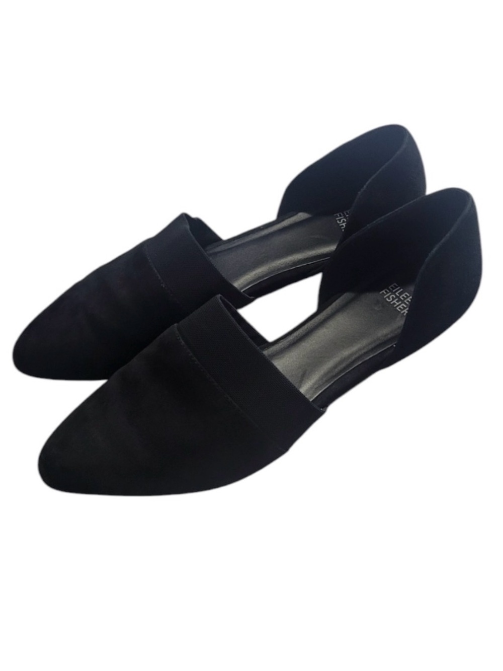 Eileen Fisher Black D'Orsay Pointed Toe Suede Flats size 9.5